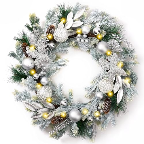 24'' Pre-Lit Pink Christmas Wreath with Lights E586126