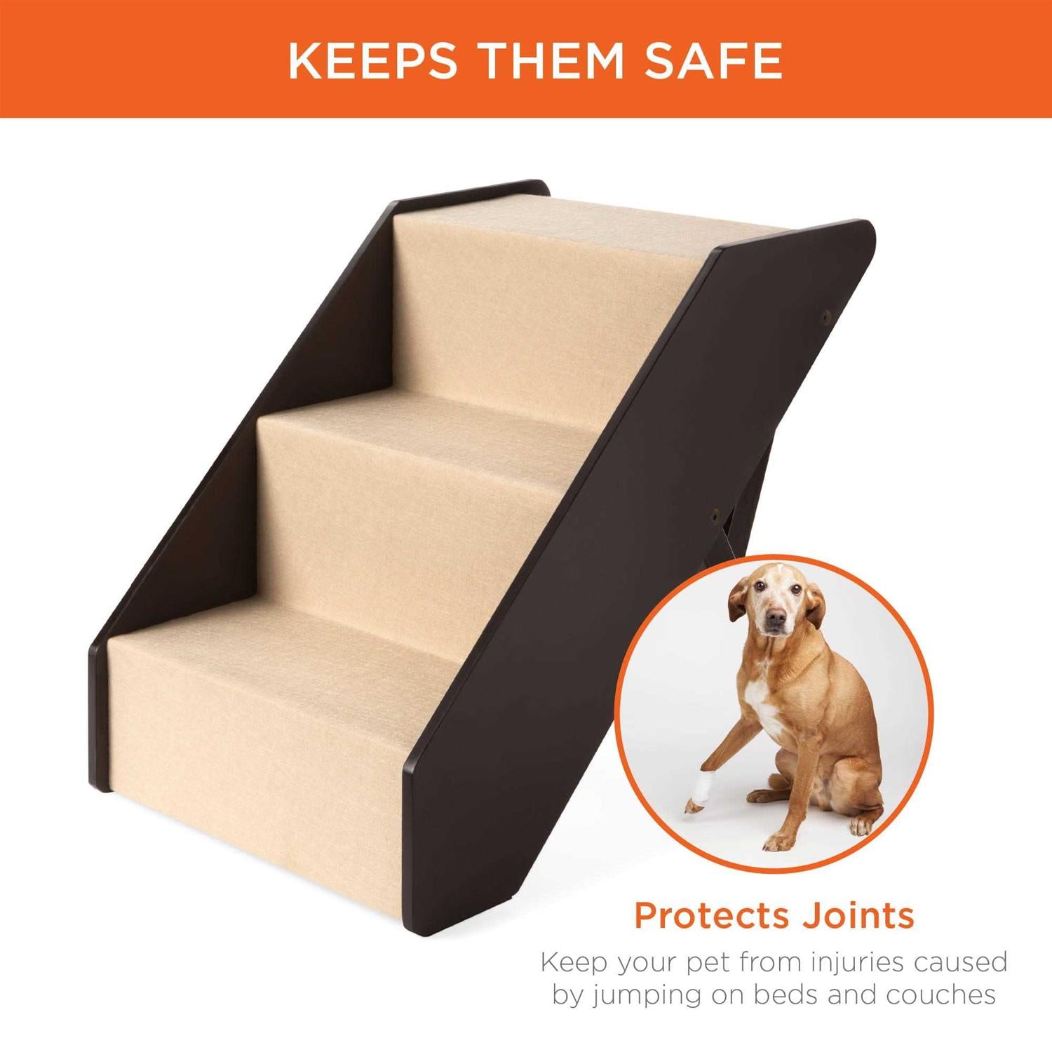 Foldable Adjustable Wooden Pet Stairs L319243