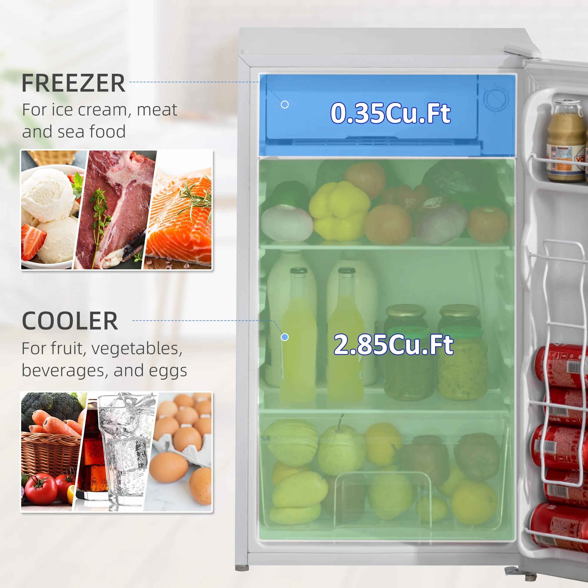 White 3.2 Cu.Ft Mini Fridge with Freezer G626977