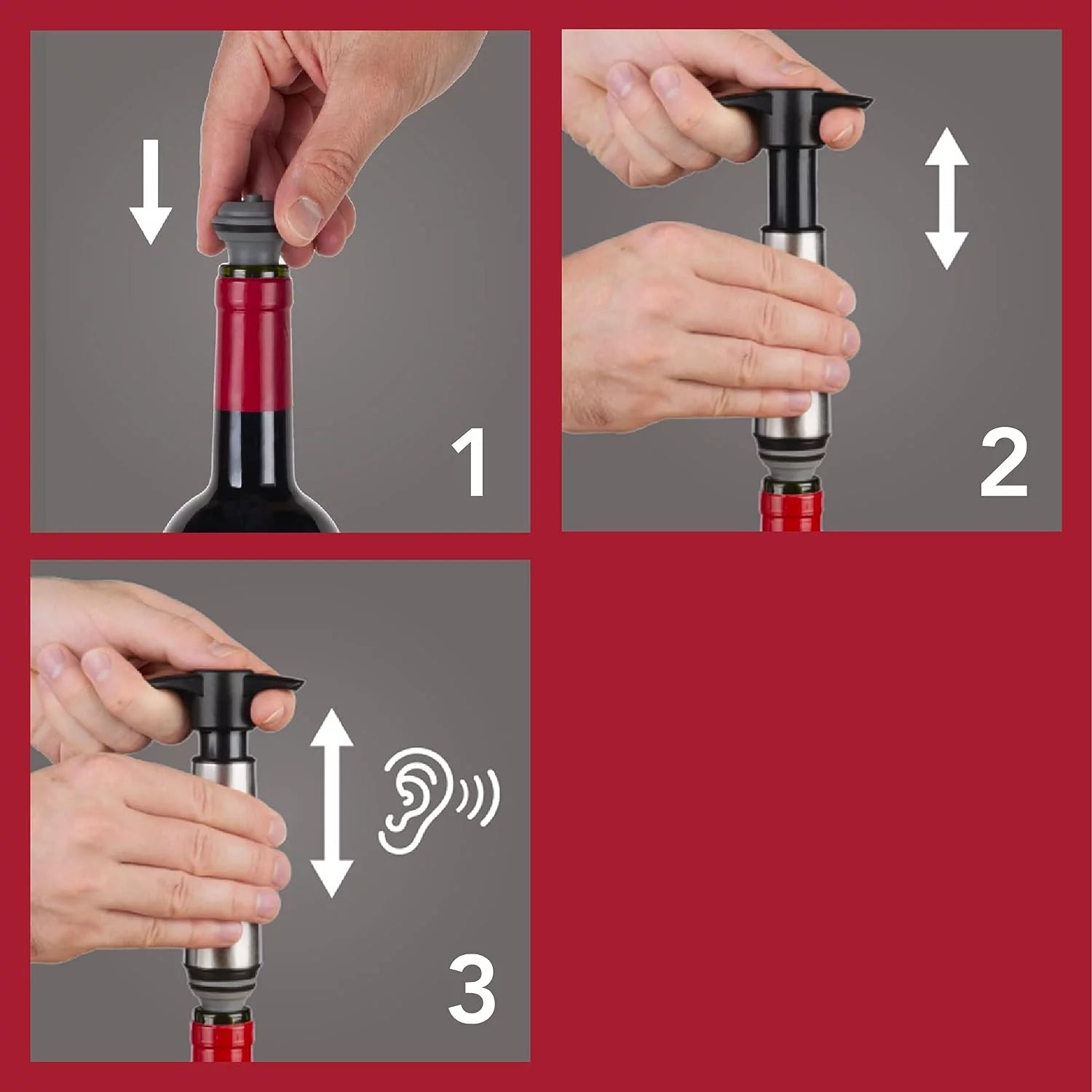 Wine Saver Pump Stainless Steel with Vacuum Wine Stopper Y2710