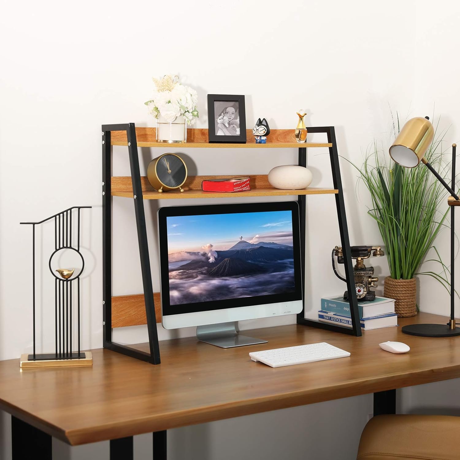2-Tier Brown Wooden Bookshelf I3069