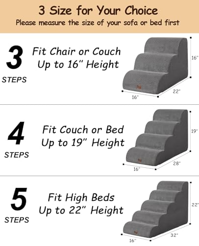 3 Steps Non-Slip Pet Stairs for Bed U726814
