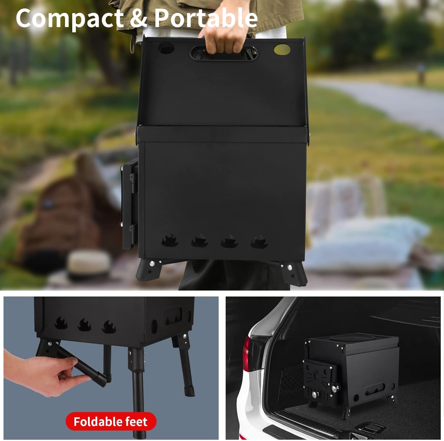 Portable Wood Burning Stove with Chimney Pipe T71593