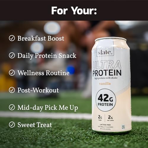 Chocolate High Protein Shake, 42g Protein, 2g Sugar, 200 Calories, 4g Net Carbs, Lactose Free, 15 fl oz, 12 Cans H674