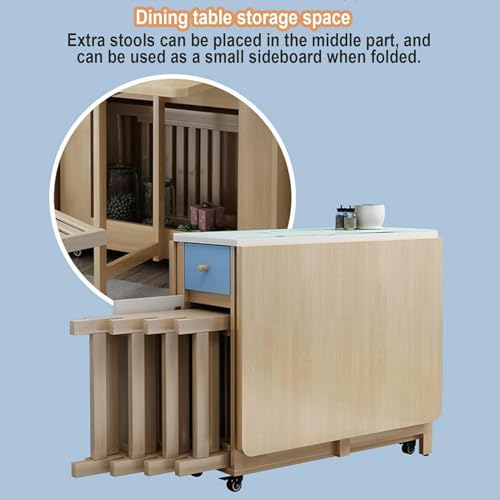 Brown Folding Dining Table with 4 Chairs and Storage Space P284