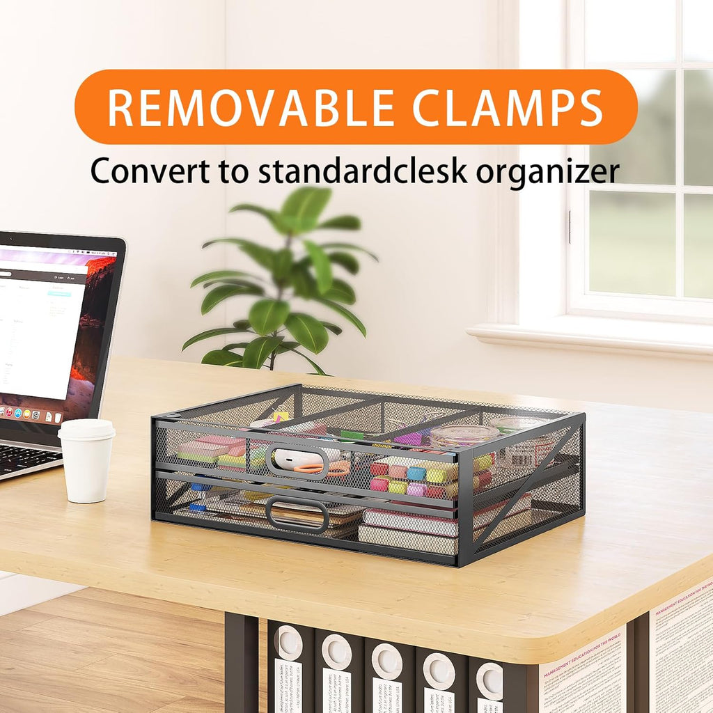 Under Desk 2 Drawer Metal Drawer Organizer Large 15.6x12x4.7 Inches D220