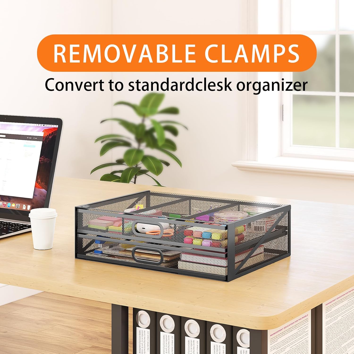 Under Desk 2 Drawer Metal Drawer Organizer Large 15.6x12x4.7 Inches D220