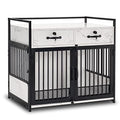 White Wooden Dog Crate End Table with Storage Drawers X227
