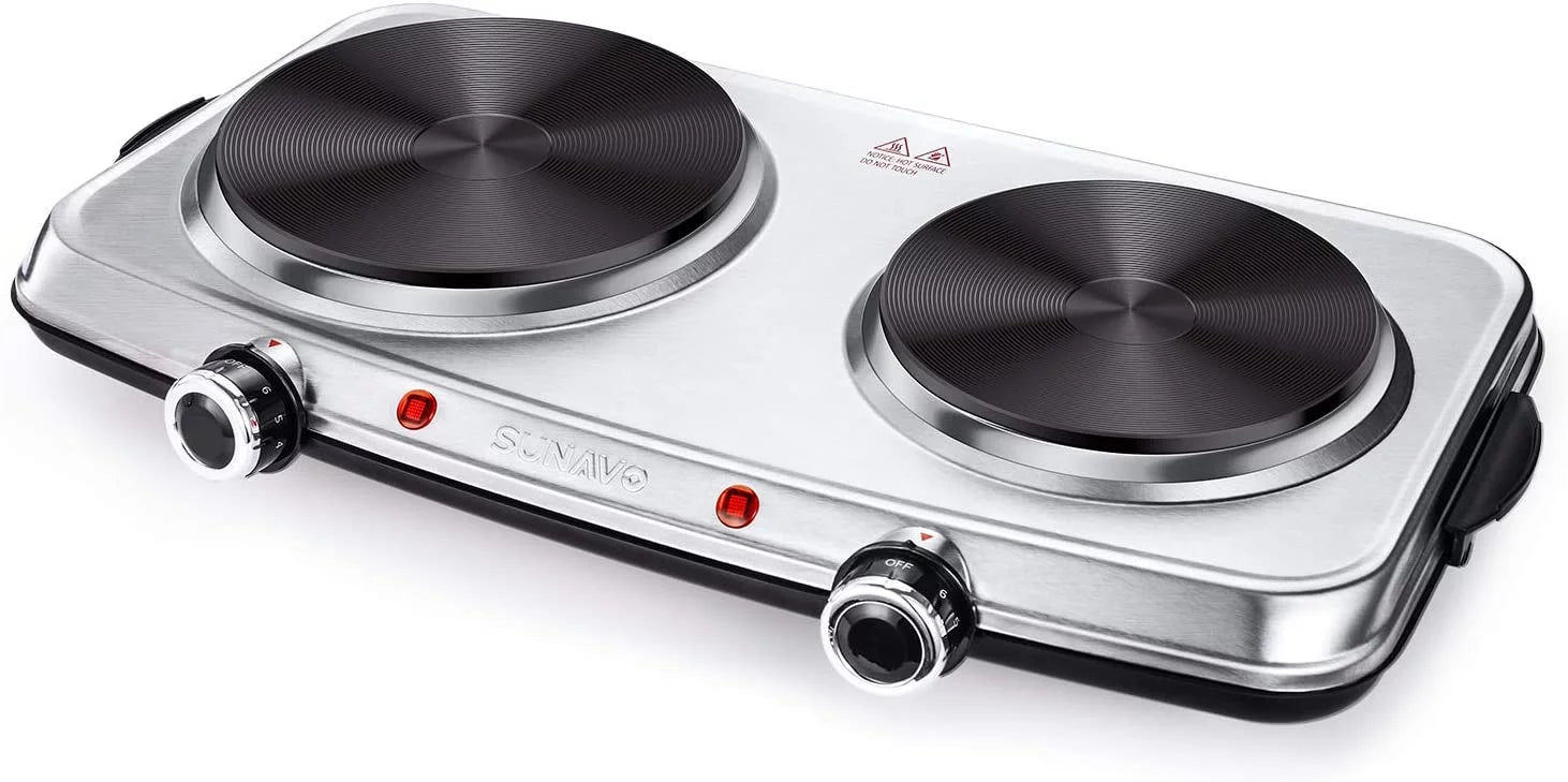 1800W Electric Double Burner Stainless Steel Hot Plate A51226