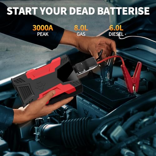 3000A 12V 37000mWh Car Jump Starter with Jumper Cables E85365