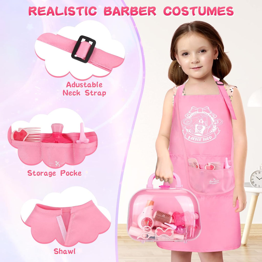 27 PCS Hair Styling Toy Set with Blow Dryer and Barber Apron K5689