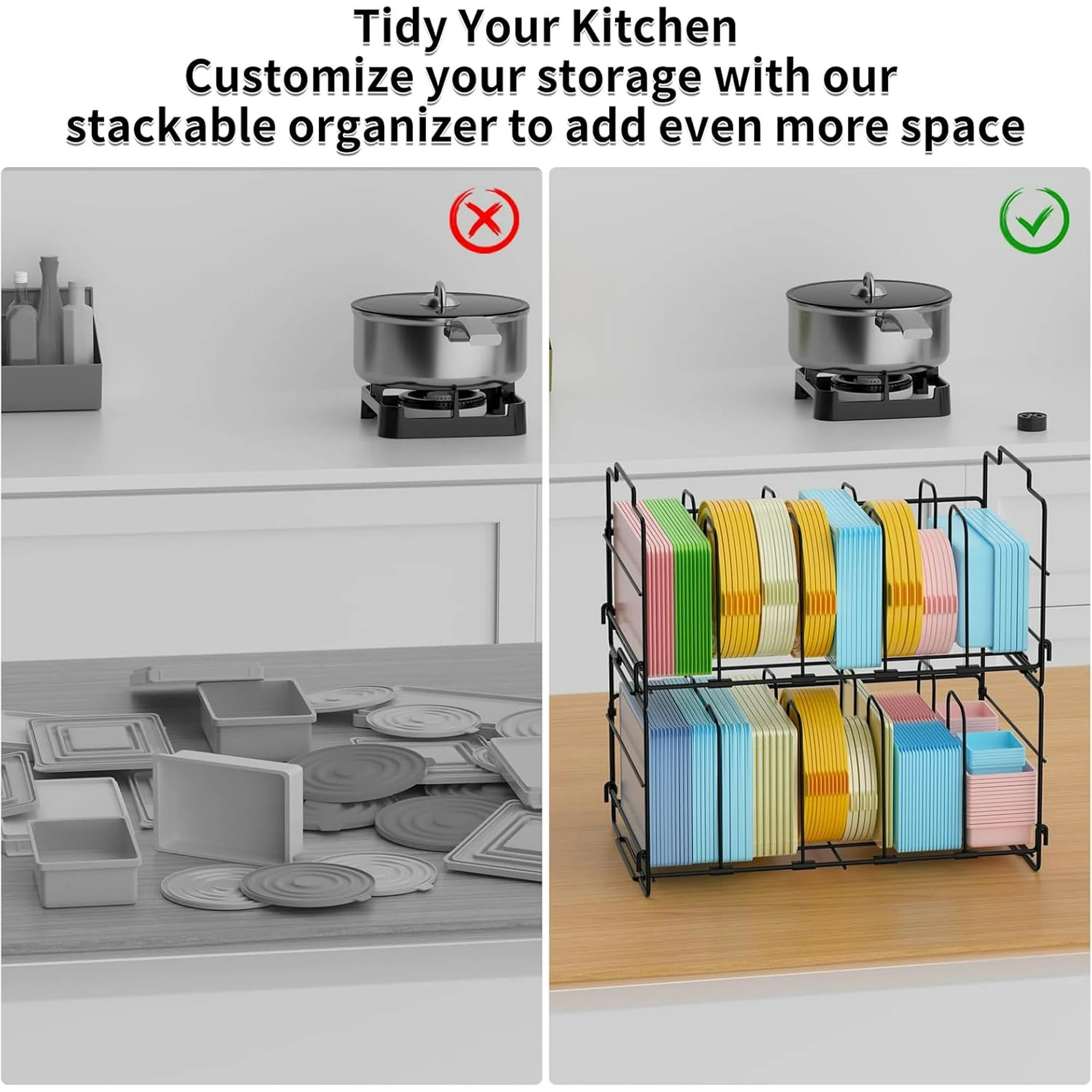 Black Plastic Lid Organizer with 4 Dividers B9638