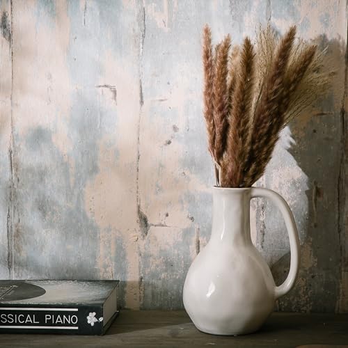 White Ceramic Vase with Double Handle F24709