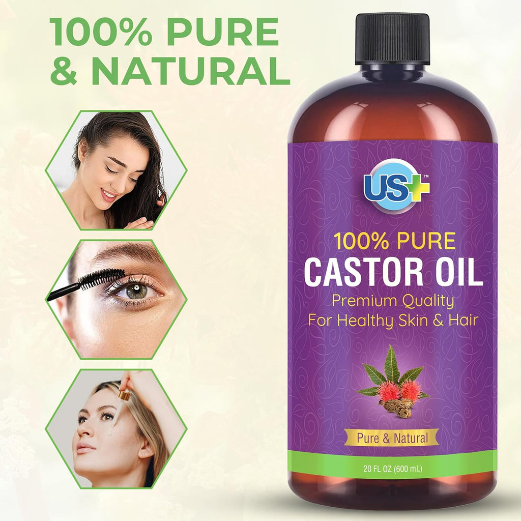 20oz 100% Pure Castor Oil, Cold-pressed, Unrefined, Hexane-free, BPA Free Plastic Bottle X6680