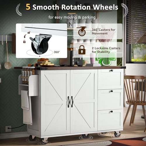 Black Rolling Kitchen Island Cart with Storage, 2 Drawers, 2 Cabinet Z5130