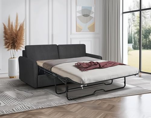 86.6" Queen Sleeper Sofa with Pullout Bed in Dark Grey K69380