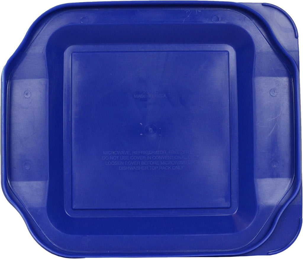 2 Square Glass Baking Dishes with 2 Blue Lids A192135
