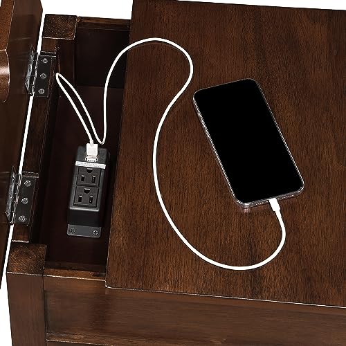 Espresso End Table with Charging Station M661