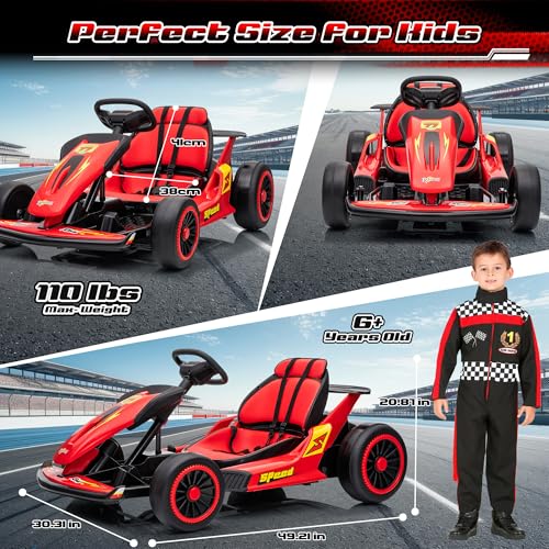 Red Electric Go Kart with EVA Tires, 400W, Max Speed 8.1 MPH C33289
