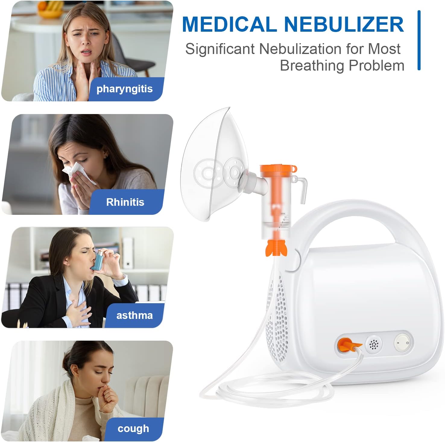 Adjustable Desktop Nebulizer Machine with 3 Masks and 1 Mouthpiece K591