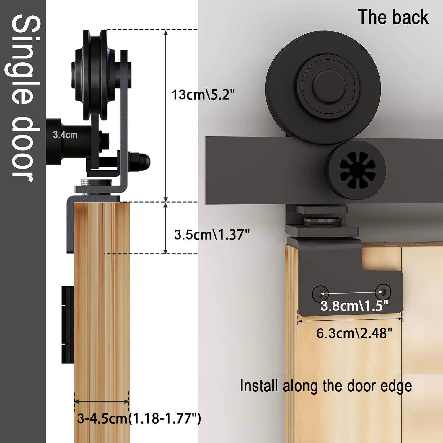 3.5FT/42'' Bi-Folding Sliding Barn Door Hardware Kit Heavy Duty D920