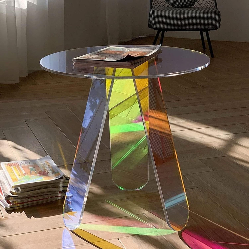 Clear Glass Round Acrylic Side Table, 18 inch P32789