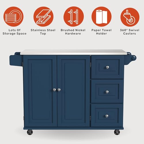 Sage Green Mobile Kitchen Island Cart with Stainless Steel Top G36433