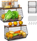 2 Tier Wire Fruit Basket with Wooden Lid M7618