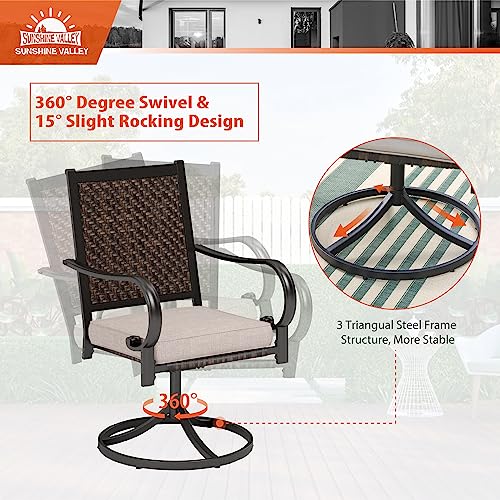 Wicker Patio Swivel Dining Chairs Set of 2 B503016