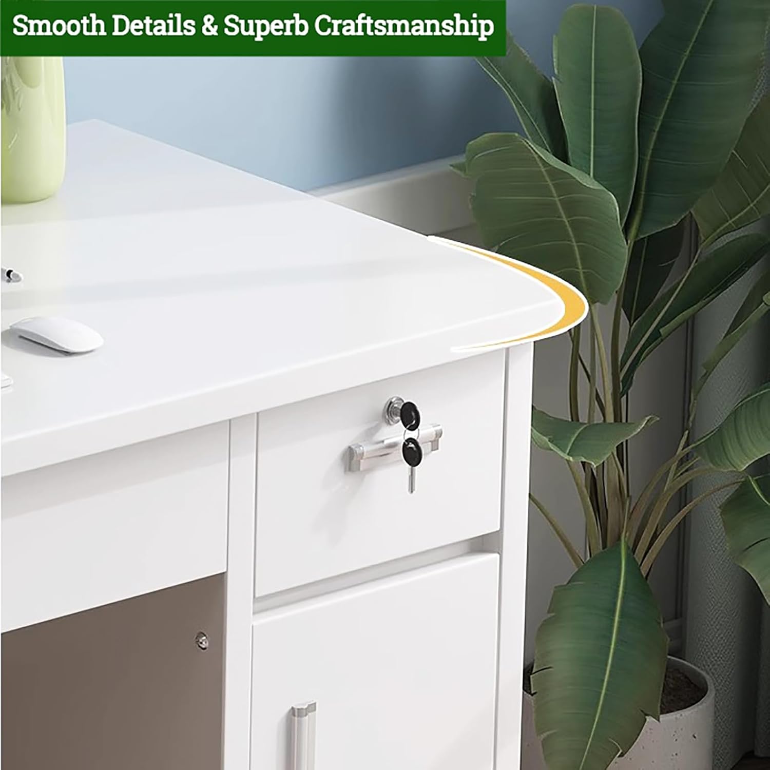 Gray Wooden Writing Desk with Drawers T631673
