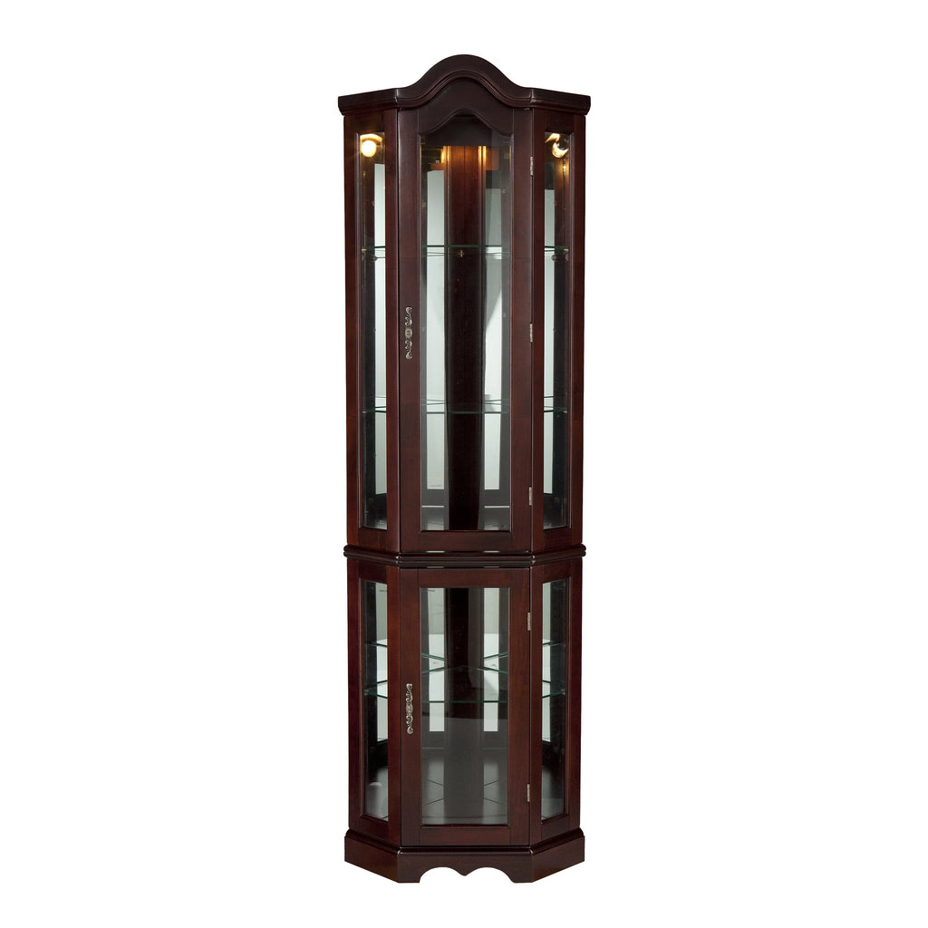 Lighted Corner Curio Cabinet Mahogany A8653
