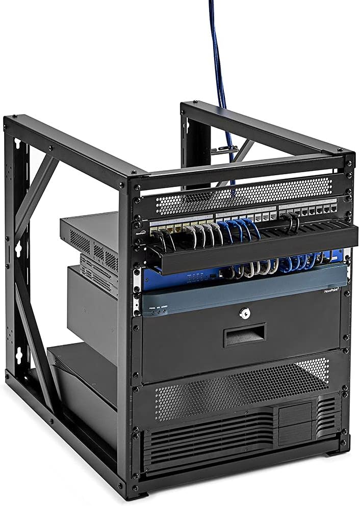 Black 15U Wall-Mount Open Frame Steel Network Equipment Rack P791