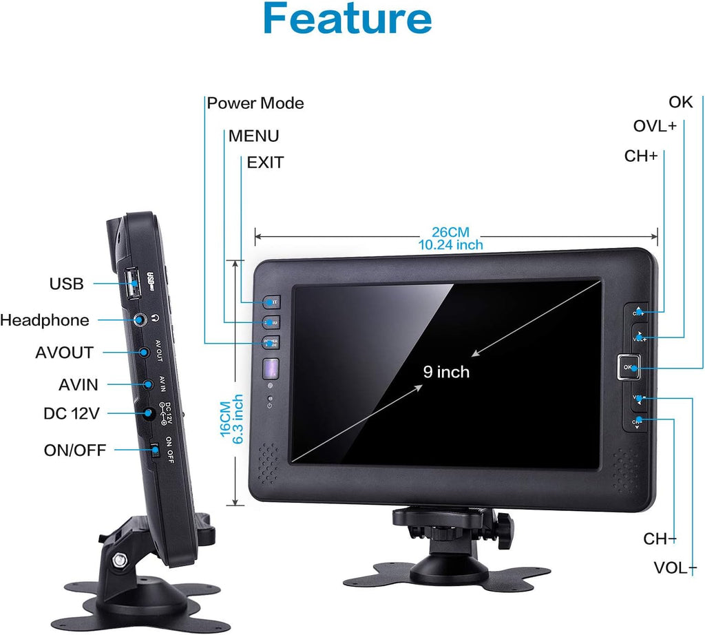 9 inch Portable Digital TV with Antenna T172537