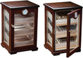Countertop Display Cigar Humidor with 4 Glass Sides & Angled Trays, Dark Mahogony K509273
