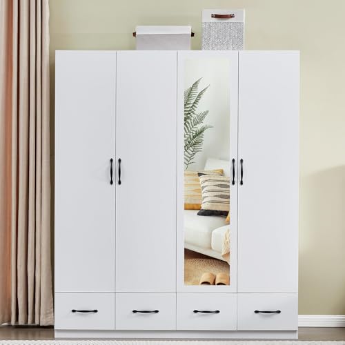 Gray Wooden Armoire Wardrobe with 3 Drawers J804864