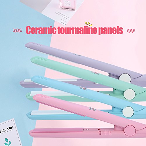 Mini Hair Curler Flat Iron Ceramic Straightener Travel Size 2 in 1 Tourmaline Plate Matcha Green A223133