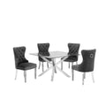 Clear Glass 5pc Dining Set with Silver Stainless Steel C9880