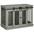 Large Dog Crate Furniture with Divider, Double Doors, 47" W x 23.5" D x 35" H, Oak W2566