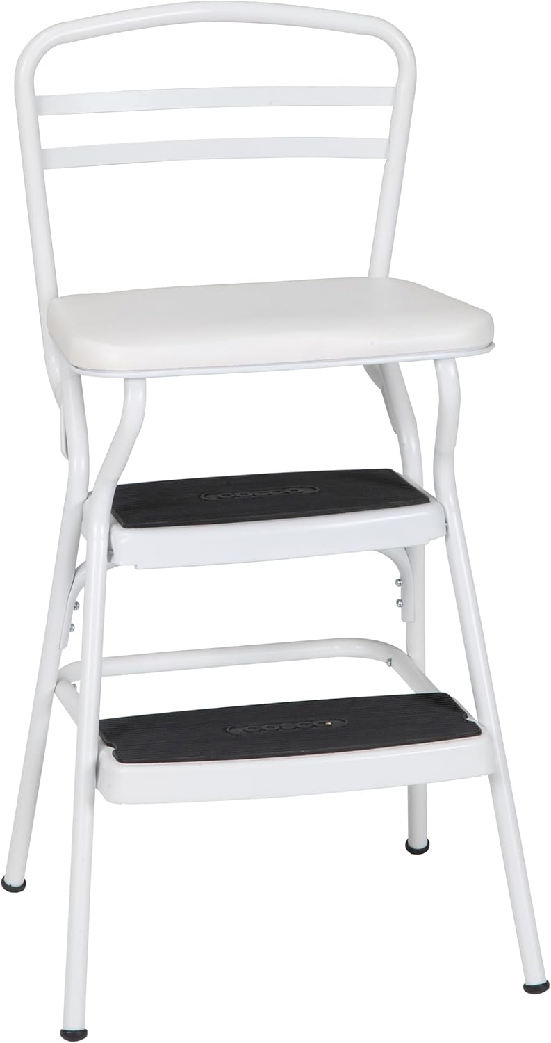 Teal and White Retro Chair with Step Stool Y881