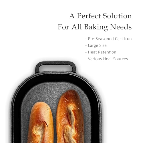 Large Heavy Duty Pre-seasoned Cast Iron Bread Loaf Pan V6167