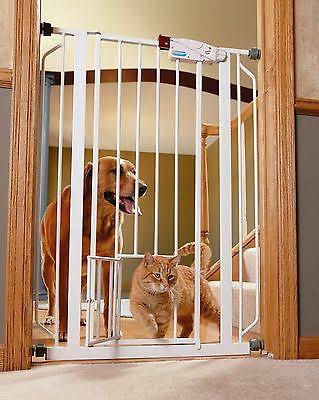 White Extra-Tall Walk-Thru Gate with Pet Door N59649