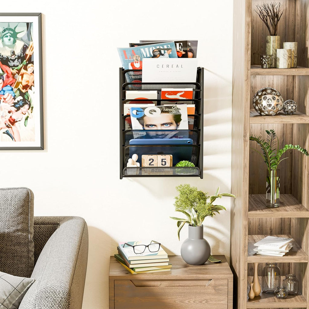 Black Mesh 7-Tier Vertical Hanging File Organizer D313