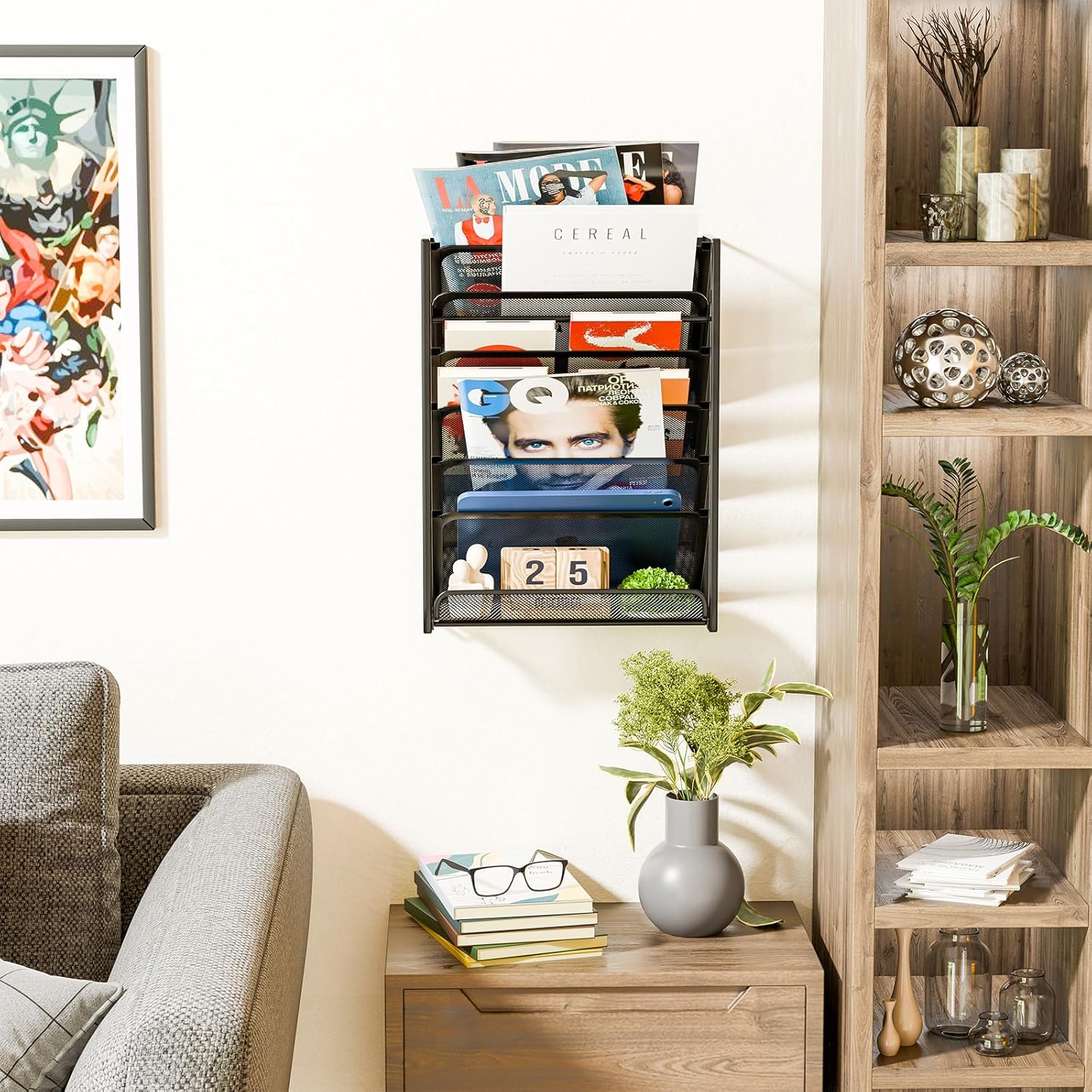 Black Mesh 7-Tier Vertical Hanging File Organizer D313