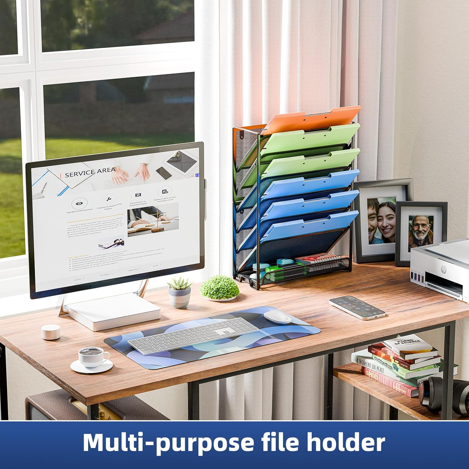Black Mesh 7-Tier Vertical Hanging File Organizer D313