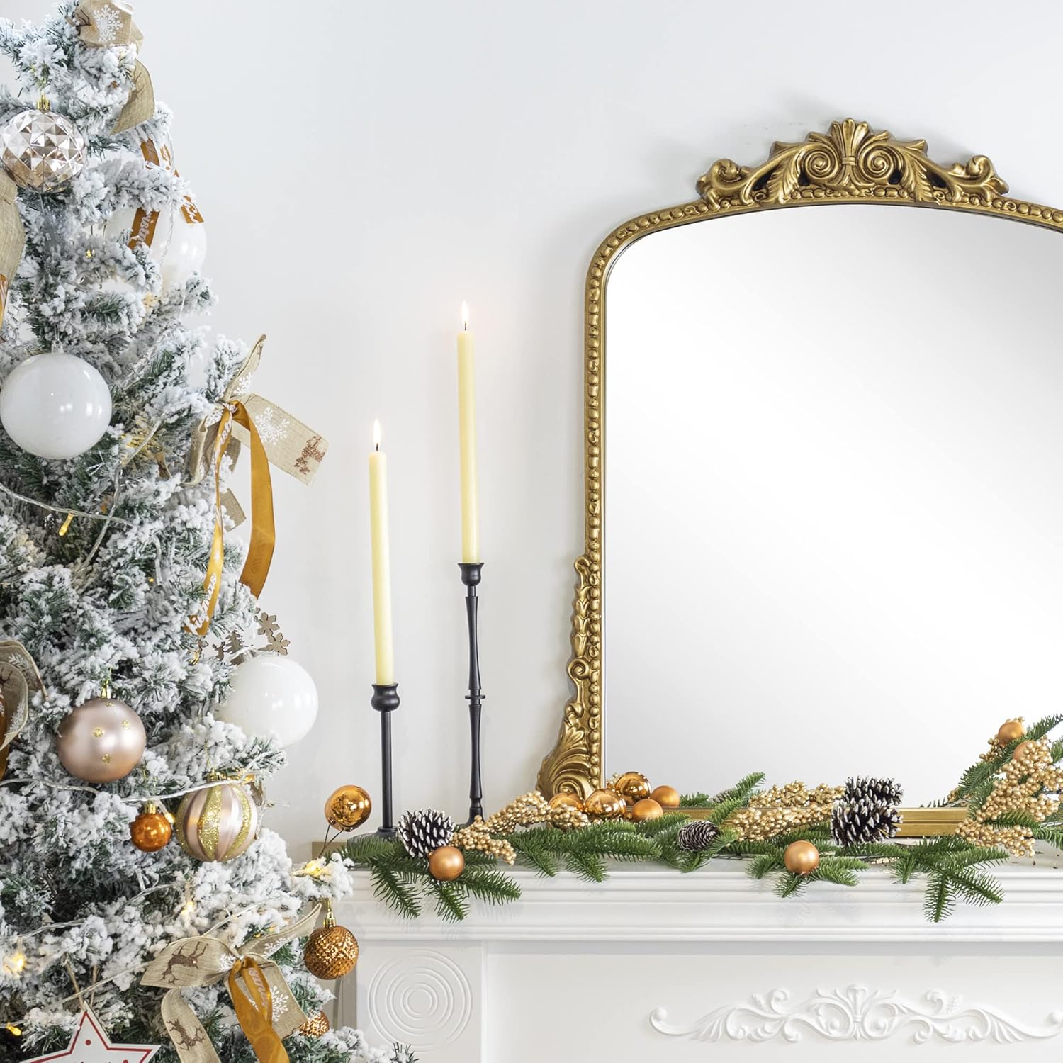Antiqued Gold Ornate Arched Wall Mirror, 30 x 34'' Q259