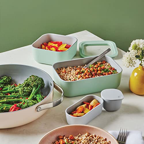 14 Pieces Ceramic Coated Glass Food Storage Set with Glass Lids P616