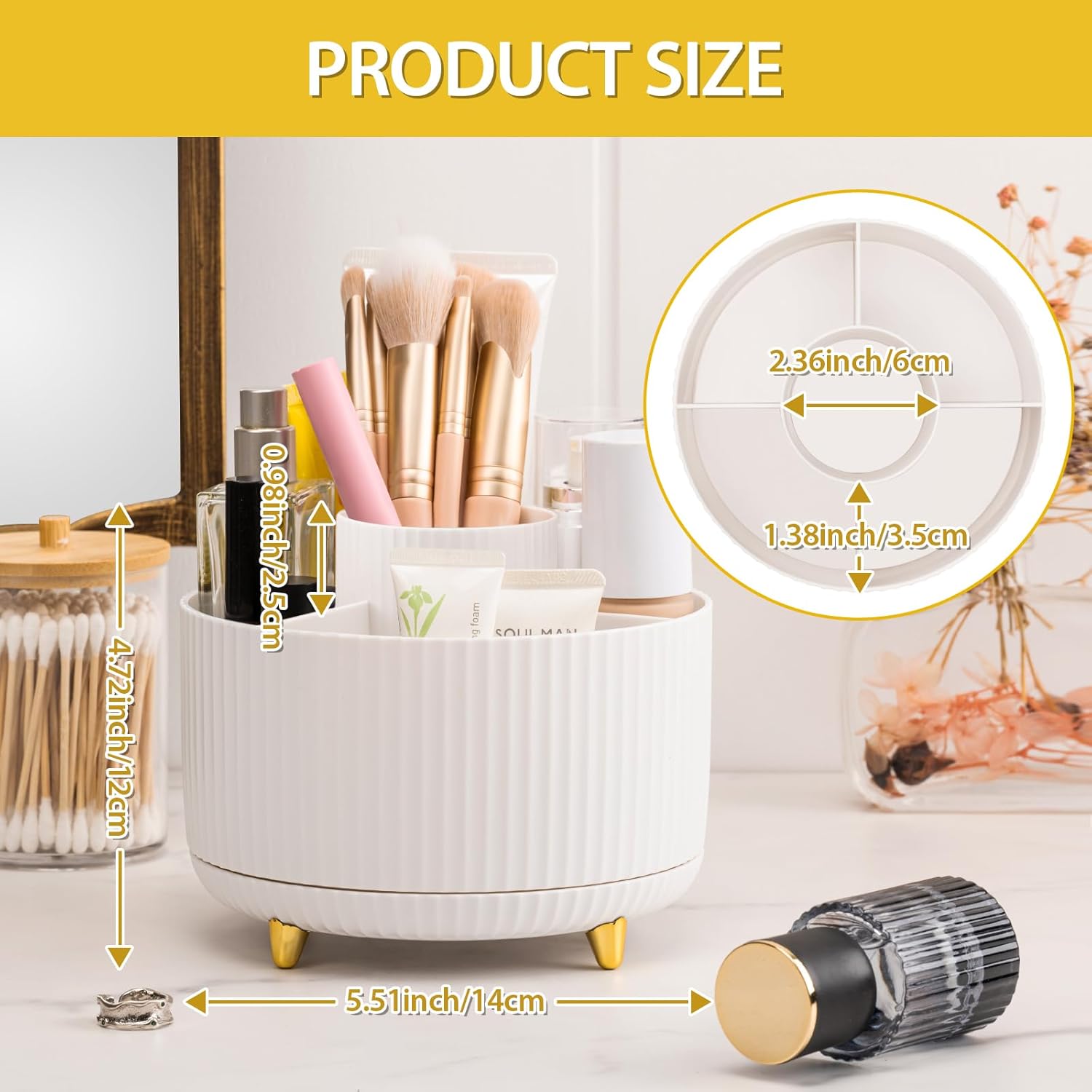 White Multi-angle Rotating Makeup Brush Holder U688