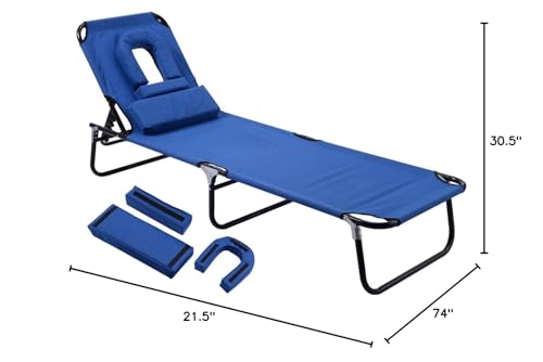 Blue Folding Chaise Lounge Chair V101