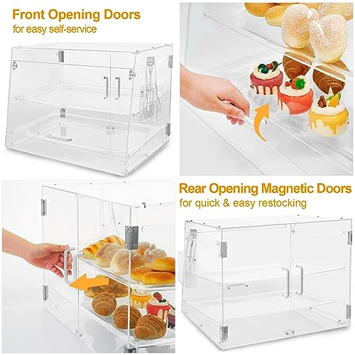 3 Tray Acrylic Pastry Display Case with Serving Tong G1153