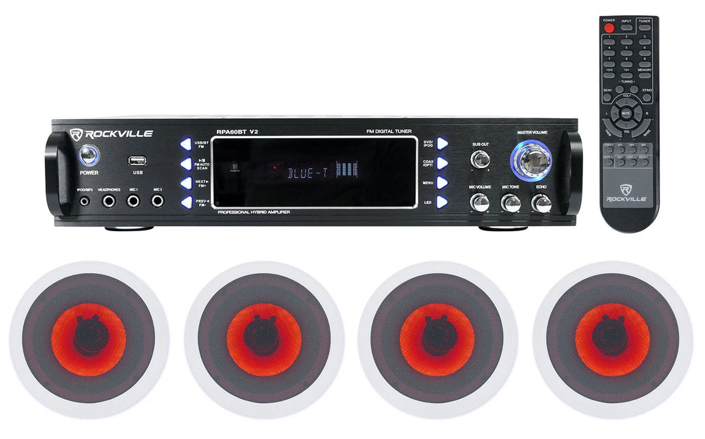 1000w Bluetooth Receiver with 4 In-Ceiling 6.5" Speakers T462